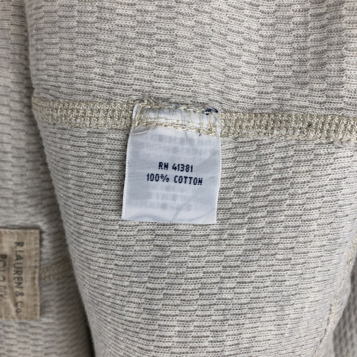 Ralph Lauren POLO RALPH LAUREN Henley Neck Thermal Long-Sleeve T-Shirt, Honeycomb Pattern, Men's Size S (approx.) cotton gray type Vintage Second Hand