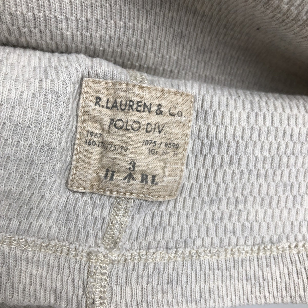 Ralph Lauren POLO RALPH LAUREN Henley Neck Thermal Long-Sleeve T-Shirt, Honeycomb Pattern, Men's Size S (approx.) cotton gray type Vintage Second Hand