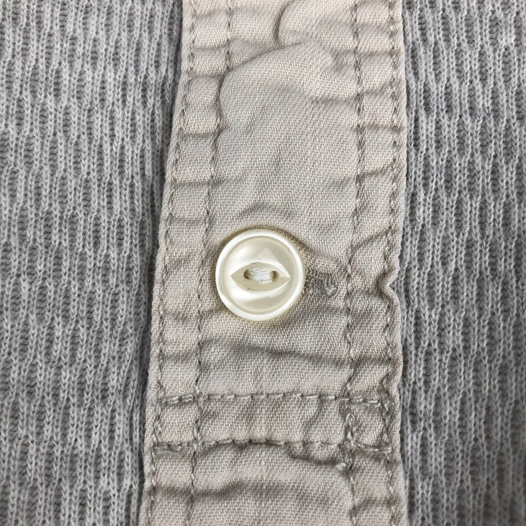 Ralph Lauren POLO RALPH LAUREN Henley Neck Thermal Long-Sleeve T-Shirt, Honeycomb Pattern, Men's Size S (approx.) cotton gray type Vintage Second Hand