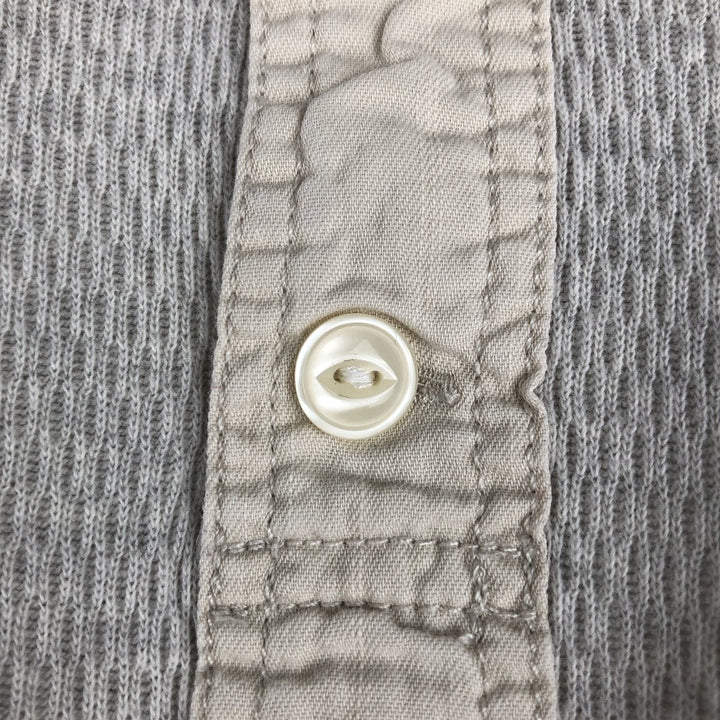 Ralph Lauren POLO RALPH LAUREN Henley Neck Thermal Long-Sleeve T-Shirt, Honeycomb Pattern, Men's Size S (approx.) cotton gray type Vintage Second Hand