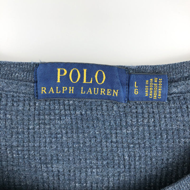 Ralph Lauren POLO RALPH LAUREN Thermal Ron T Waffle Men's L size cotton navy blue type Vintage Second Hand