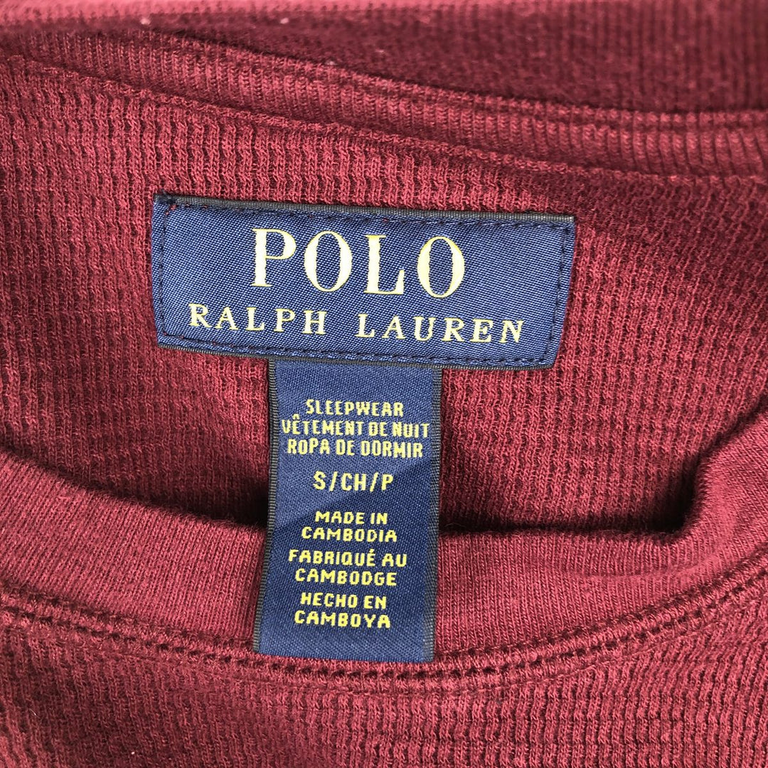 Ralph Lauren POLO RALPH LAUREN SLEEPWEAR Thermal Long T-Shirt, Honeycomb, Men's Size Small cotton burgundy type Vintage Second Hand