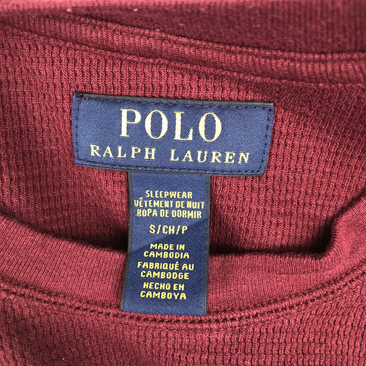 Ralph Lauren POLO RALPH LAUREN SLEEPWEAR Thermal Long T-Shirt, Honeycomb, Men's Size Small cotton burgundy type Vintage Second Hand