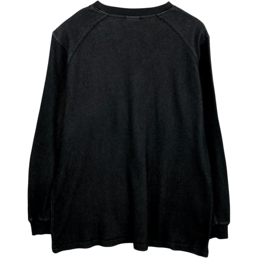 Harley-Davidson Rib-Knit Thermal Long-Sleeve T-Shirt, Men's Size L (approx.) cotton Charcoal Vintage Second Hand