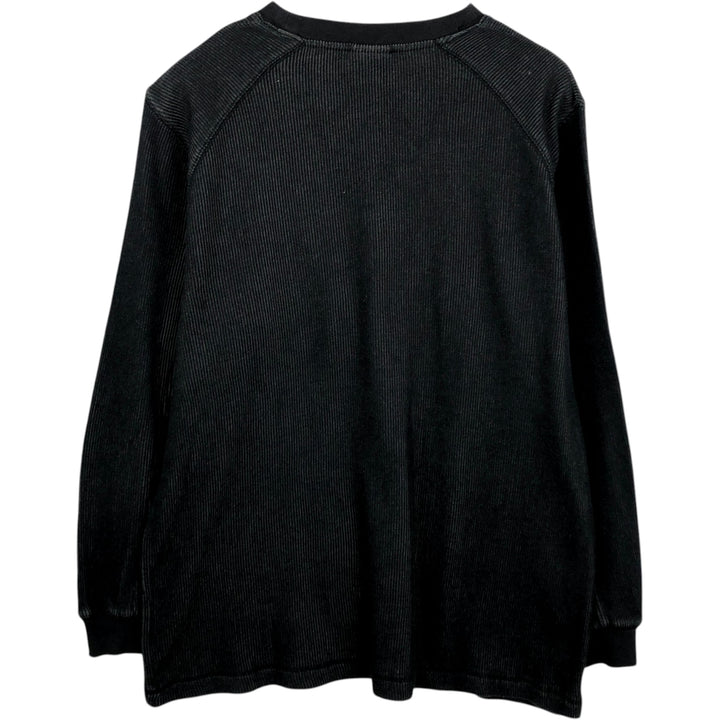 Harley-Davidson Rib-Knit Thermal Long-Sleeve T-Shirt, Men's Size L (approx.) cotton Charcoal Vintage Second Hand