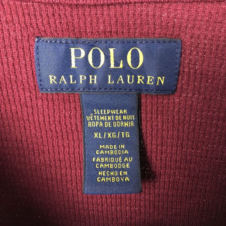 Ralph Lauren POLO RALPH LAUREN SLEEPWEAR Thermal Long T-shirt Honeycomb Men's XL cotton red type reddish brown Vintage Second Hand