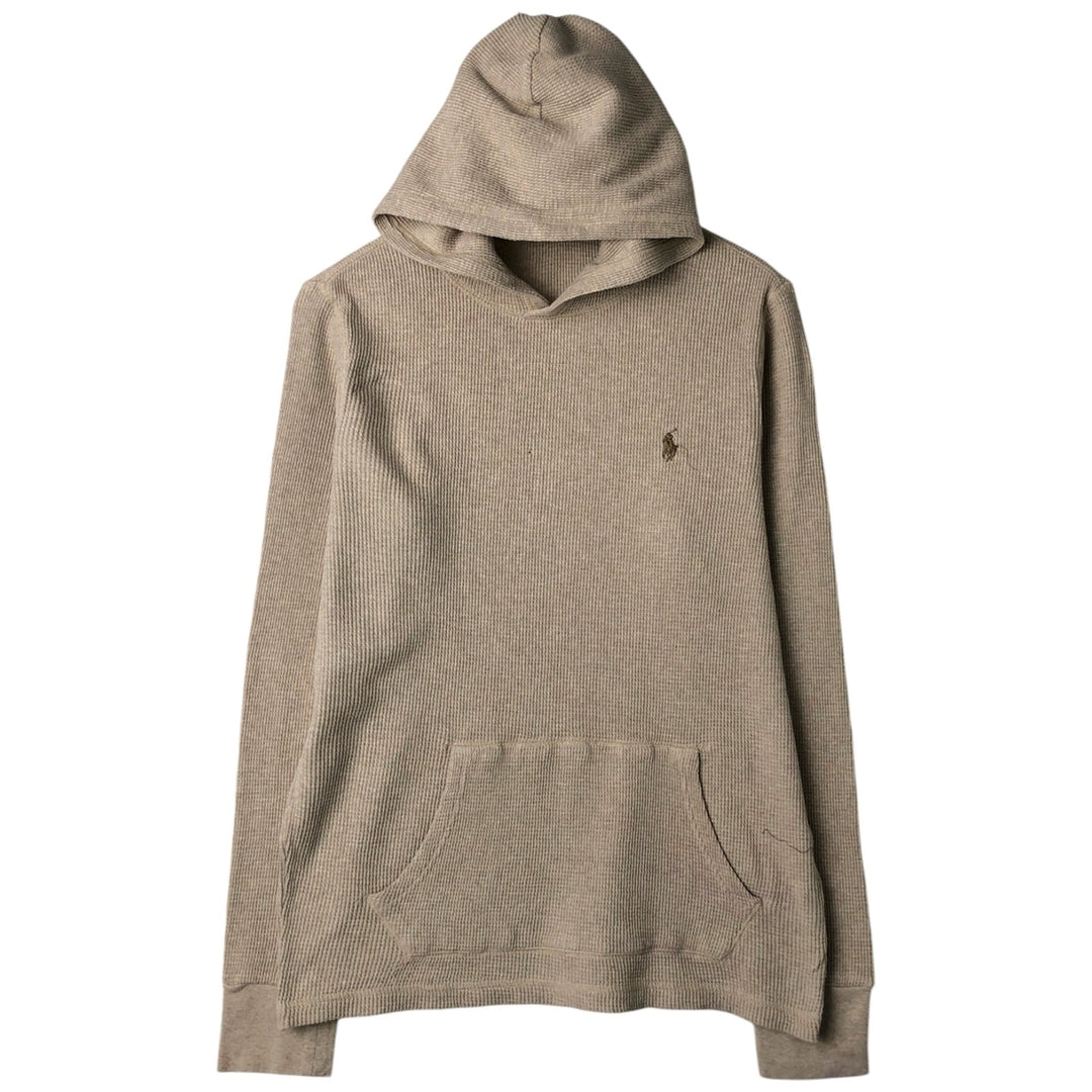 Ralph Lauren POLO RALPH LAUREN SLEEPWEAR Hooded Thermal Long-Sleeve T-Shirt, Men's Size M (approx.) cotton Beige type Vintage Second Hand