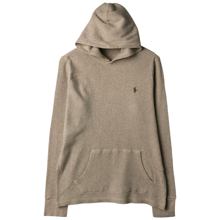 Ralph Lauren POLO RALPH LAUREN SLEEPWEAR Hooded Thermal Long-Sleeve T-Shirt, Men's Size M (approx.) cotton Beige type Vintage Second Hand