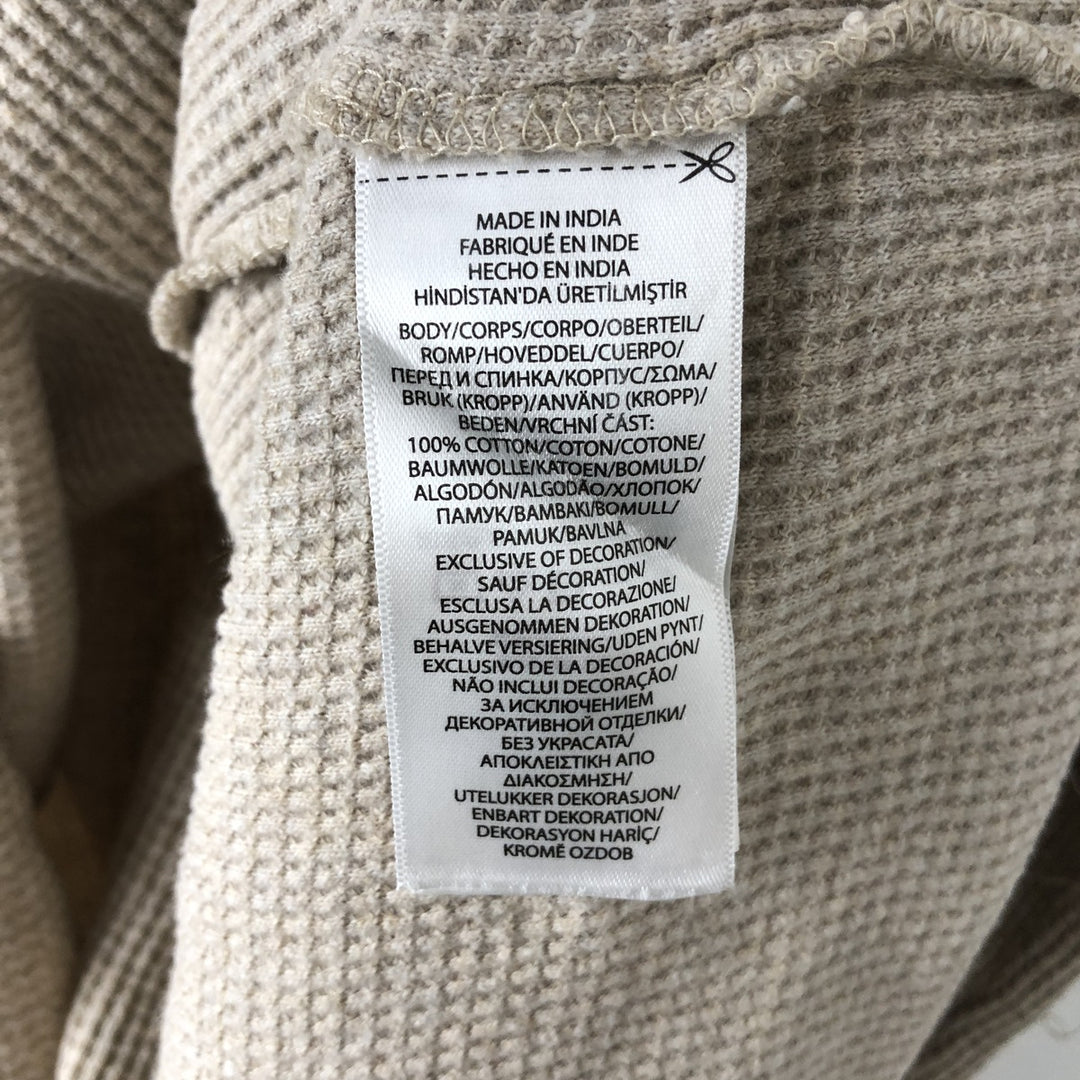 Ralph Lauren POLO RALPH LAUREN SLEEPWEAR Hooded Thermal Long-Sleeve T-Shirt, Men's Size M (approx.) cotton Beige type Vintage Second Hand