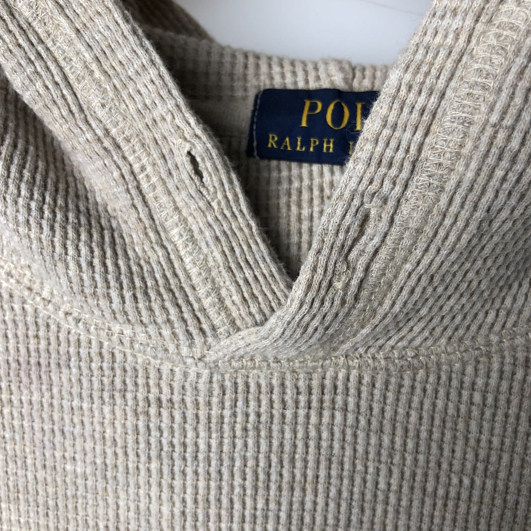 Ralph Lauren POLO RALPH LAUREN SLEEPWEAR Hooded Thermal Long-Sleeve T-Shirt, Men's Size M (approx.) cotton Beige type Vintage Second Hand