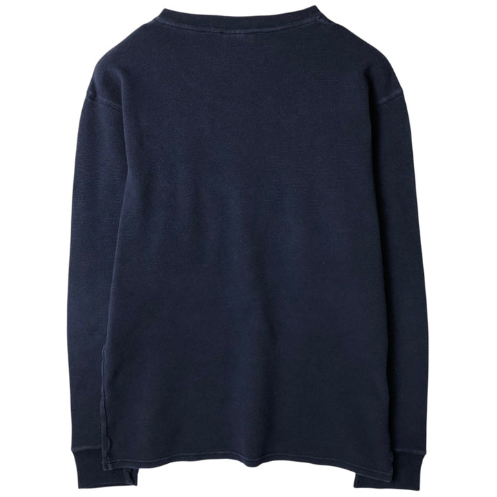 Ralph Lauren POLO RALPH LAUREN SLEEPWEAR V-neck Thermal Long-Sleeve T-shirt, Waffle Knit, Men's Size XL (approx.) cotton navy blue type Vintage Second Hand