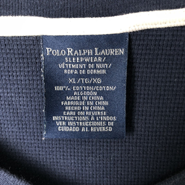 Ralph Lauren POLO RALPH LAUREN SLEEPWEAR V-neck Thermal Long-Sleeve T-shirt, Waffle Knit, Men's Size XL (approx.) cotton navy blue type Vintage Second Hand