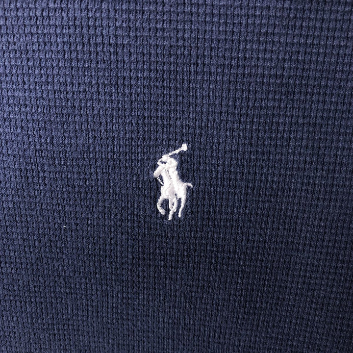 Ralph Lauren POLO RALPH LAUREN SLEEPWEAR V-neck Thermal Long-Sleeve T-shirt, Waffle Knit, Men's Size XL (approx.) cotton navy blue type Vintage Second Hand