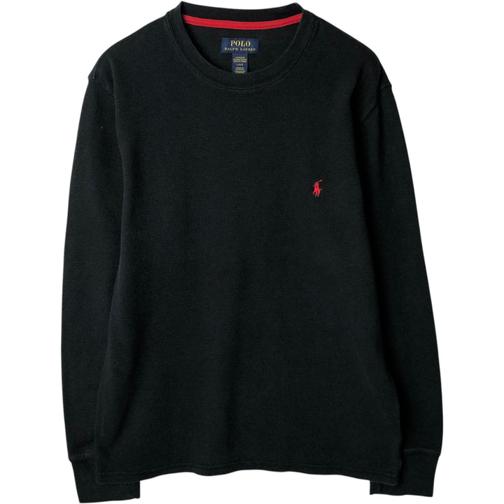 Ralph Lauren POLO RALPH LAUREN SLEEPWEAR Thermal Long T-shirt Honeycomb Men's L size cotton black type Vintage Second Hand