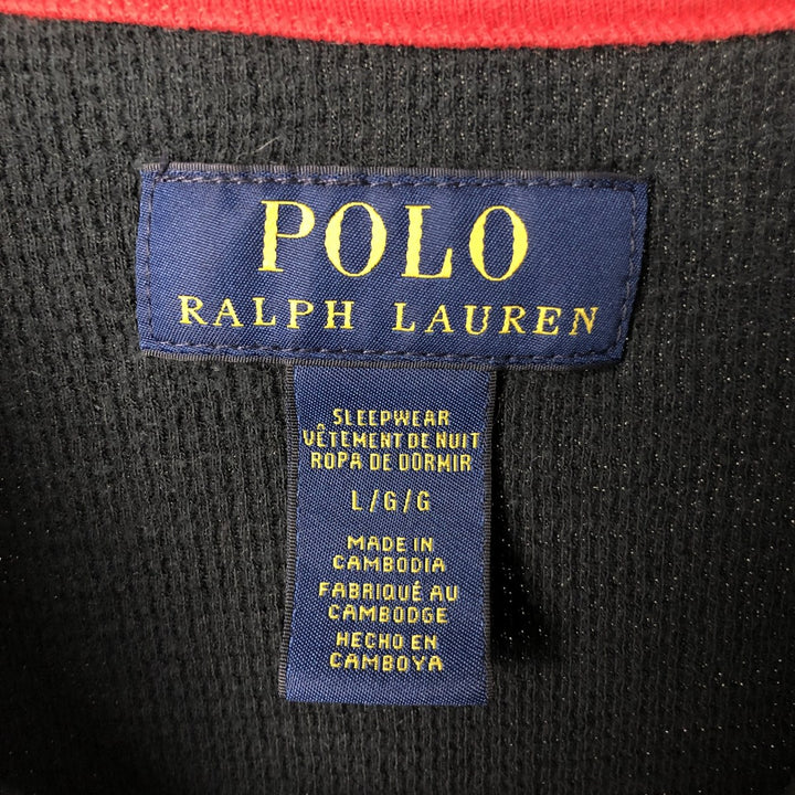 Ralph Lauren POLO RALPH LAUREN SLEEPWEAR Thermal Long T-shirt Honeycomb Men's L size cotton black type Vintage Second Hand