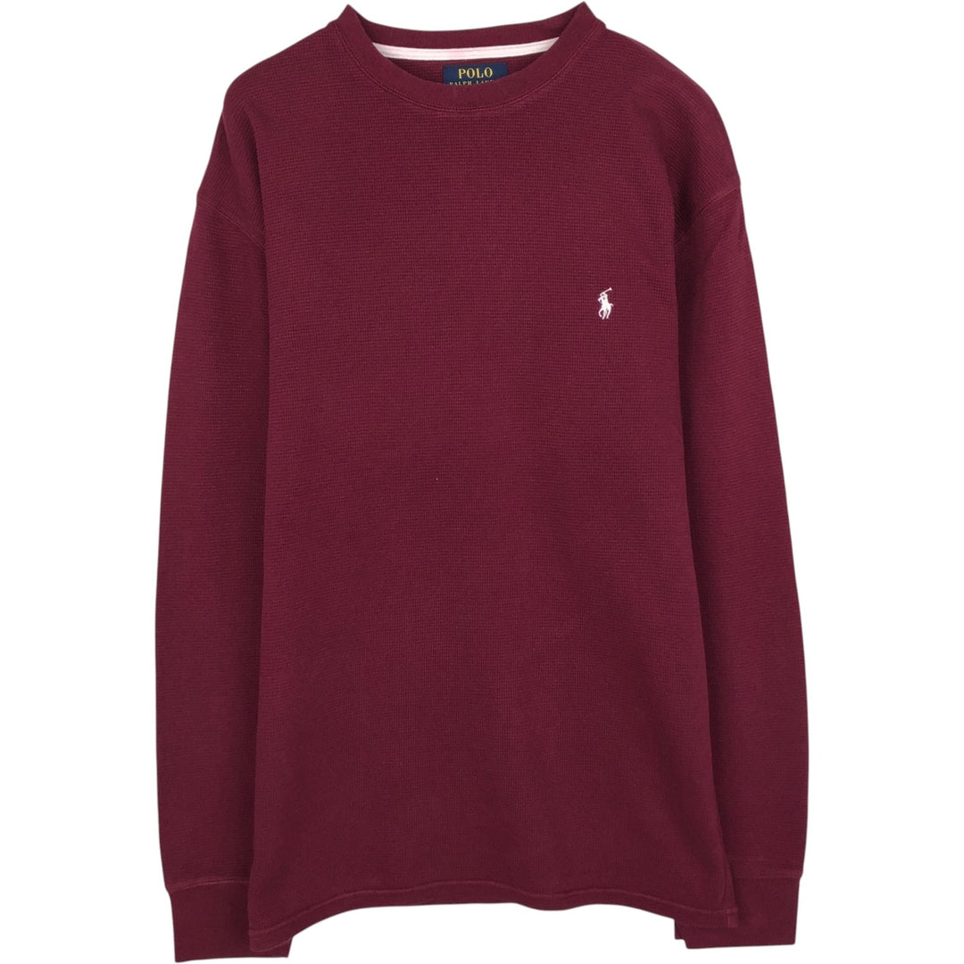 Ralph Lauren POLO RALPH LAUREN Thermal Long T-shirt Waffle Men's XL cotton Red type red-purple Vintage Second Hand