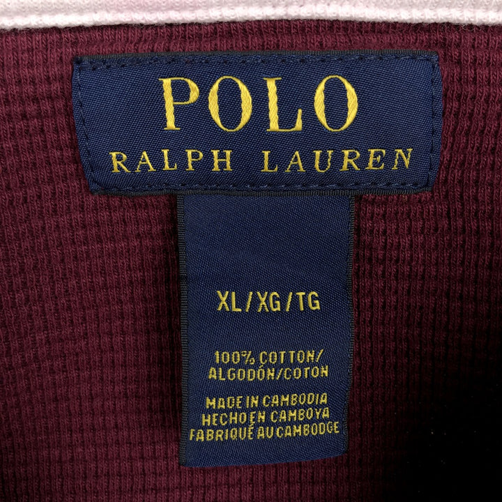 Ralph Lauren POLO RALPH LAUREN Thermal Long T-shirt Waffle Men's XL cotton Red type red-purple Vintage Second Hand