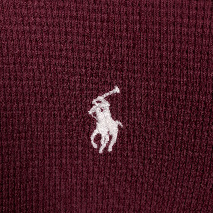Ralph Lauren POLO RALPH LAUREN Thermal Long T-shirt Waffle Men's XL cotton Red type red-purple Vintage Second Hand