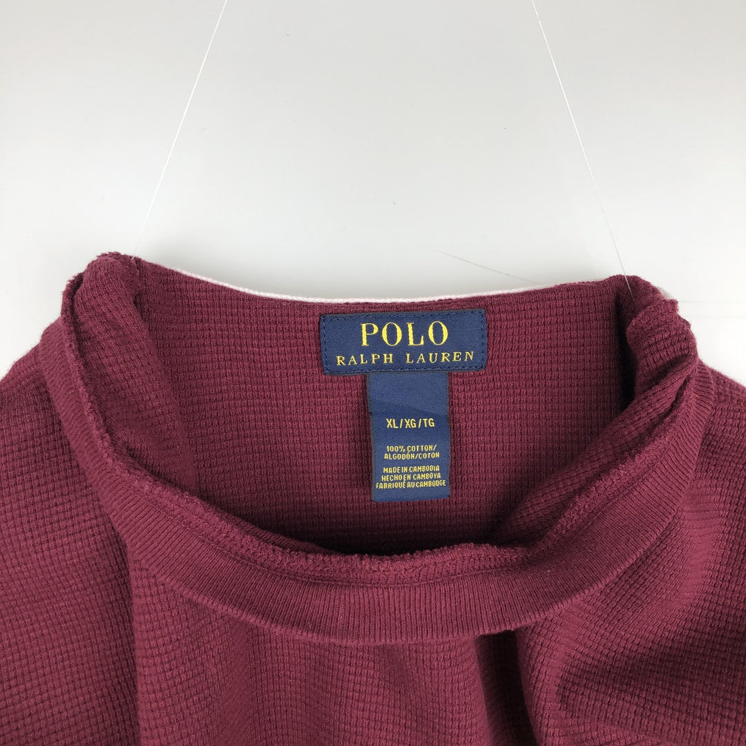 Ralph Lauren POLO RALPH LAUREN Thermal Long T-shirt Waffle Men's XL cotton Red type red-purple Vintage Second Hand