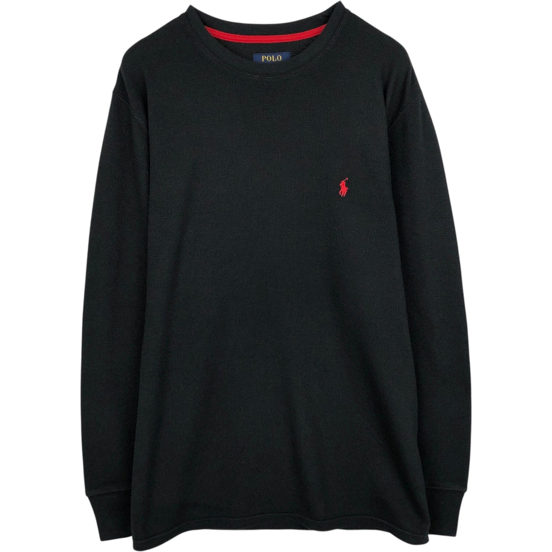 Ralph Lauren POLO RALPH LAUREN Thermal Long T-shirt, Honeycomb, Men's XL cotton black type Vintage Second Hand
