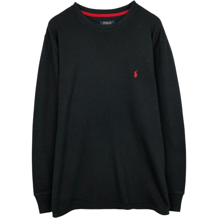 Ralph Lauren POLO RALPH LAUREN Thermal Long T-shirt, Honeycomb, Men's XL cotton black type Vintage Second Hand
