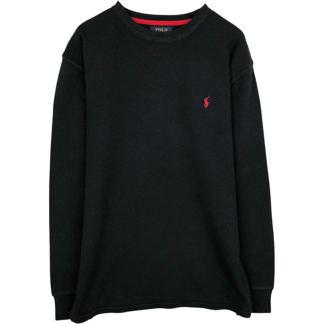 Ralph Lauren POLO RALPH LAUREN Thermal Ron T Waffle Men's L size cotton black type Vintage Second Hand