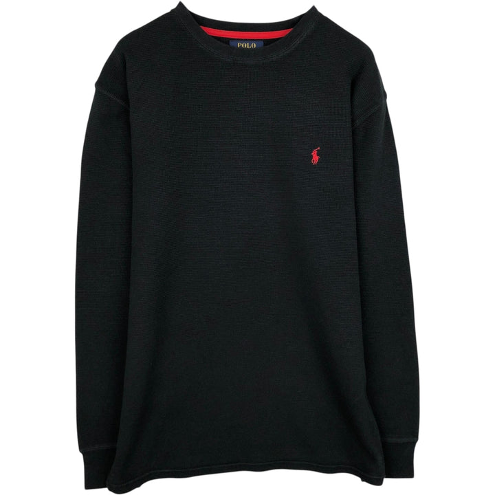 Ralph Lauren POLO RALPH LAUREN Thermal Ron T Waffle Men's L size cotton black type Vintage Second Hand