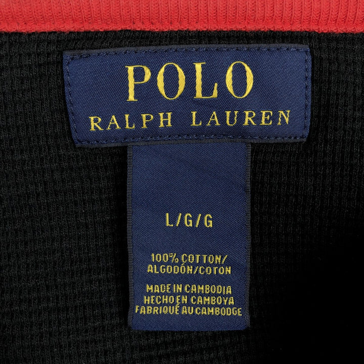Ralph Lauren POLO RALPH LAUREN Thermal Ron T Waffle Men's L size cotton black type Vintage Second Hand