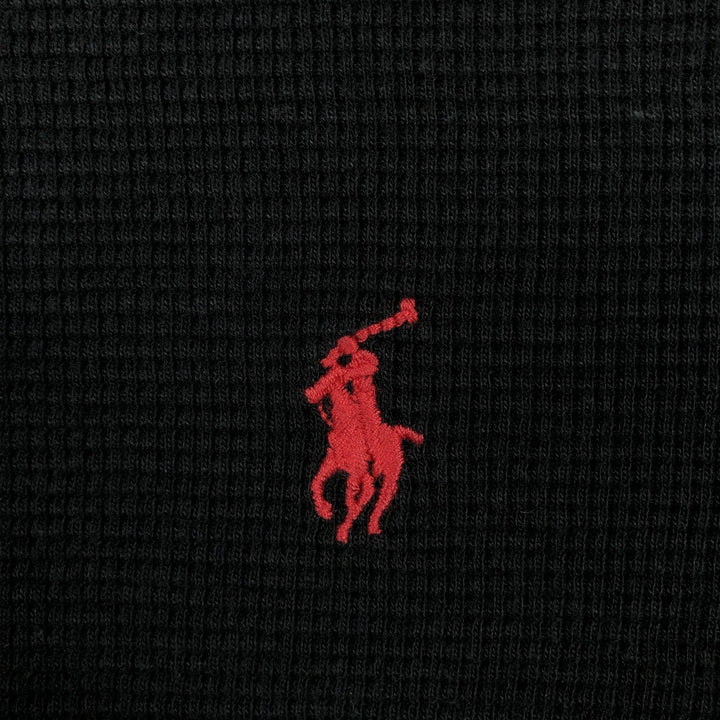 Ralph Lauren POLO RALPH LAUREN Thermal Ron T Waffle Men's L size cotton black type Vintage Second Hand