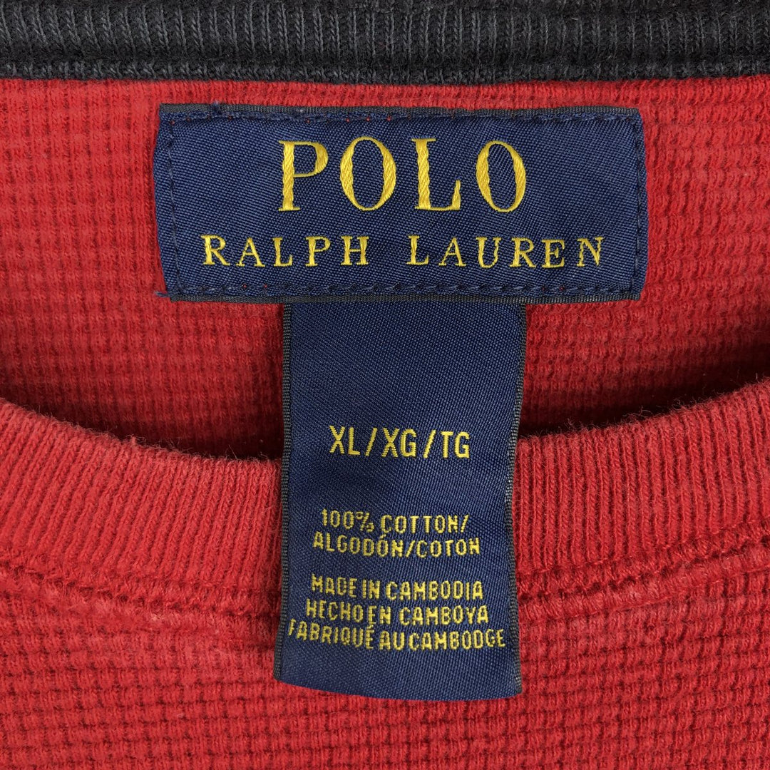 Ralph Lauren POLO RALPH LAUREN Thermal Long T-shirt Waffle Men's XL cotton red type Vintage Second Hand
