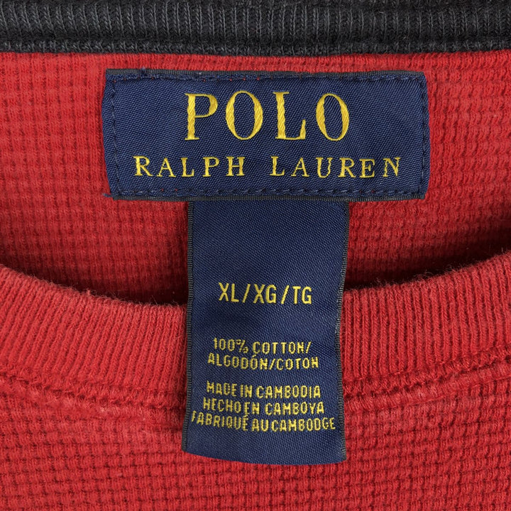 Ralph Lauren POLO RALPH LAUREN Thermal Long T-shirt Waffle Men's XL cotton red type Vintage Second Hand