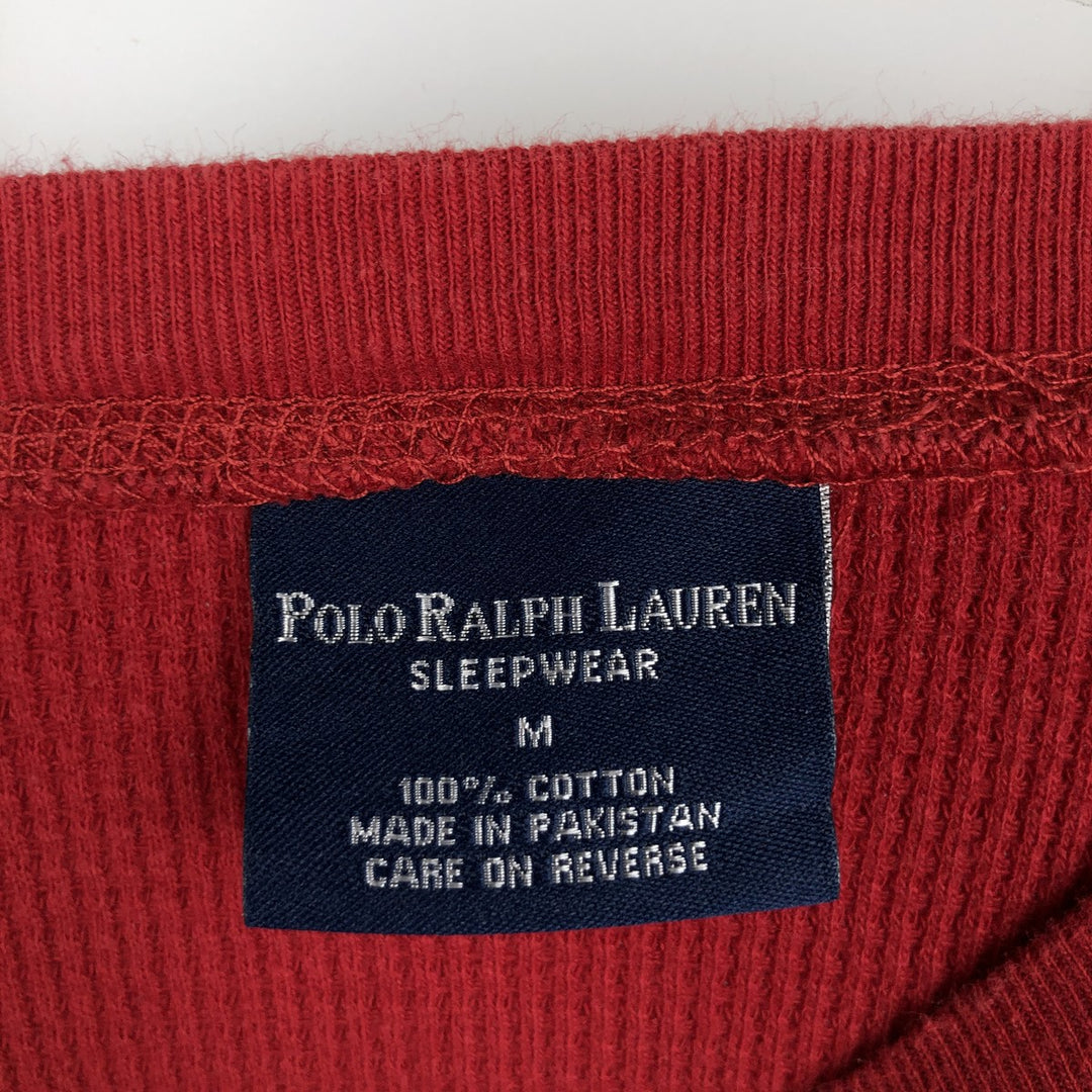 Ralph Lauren POLO RALPH LAUREN SLEEPWEAR Thermal Long T-shirt Waffle Men's M size cotton red type Vintage Second Hand