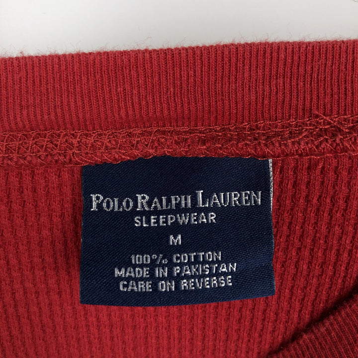 Ralph Lauren POLO RALPH LAUREN SLEEPWEAR Thermal Long T-shirt Waffle Men's M size cotton red type Vintage Second Hand
