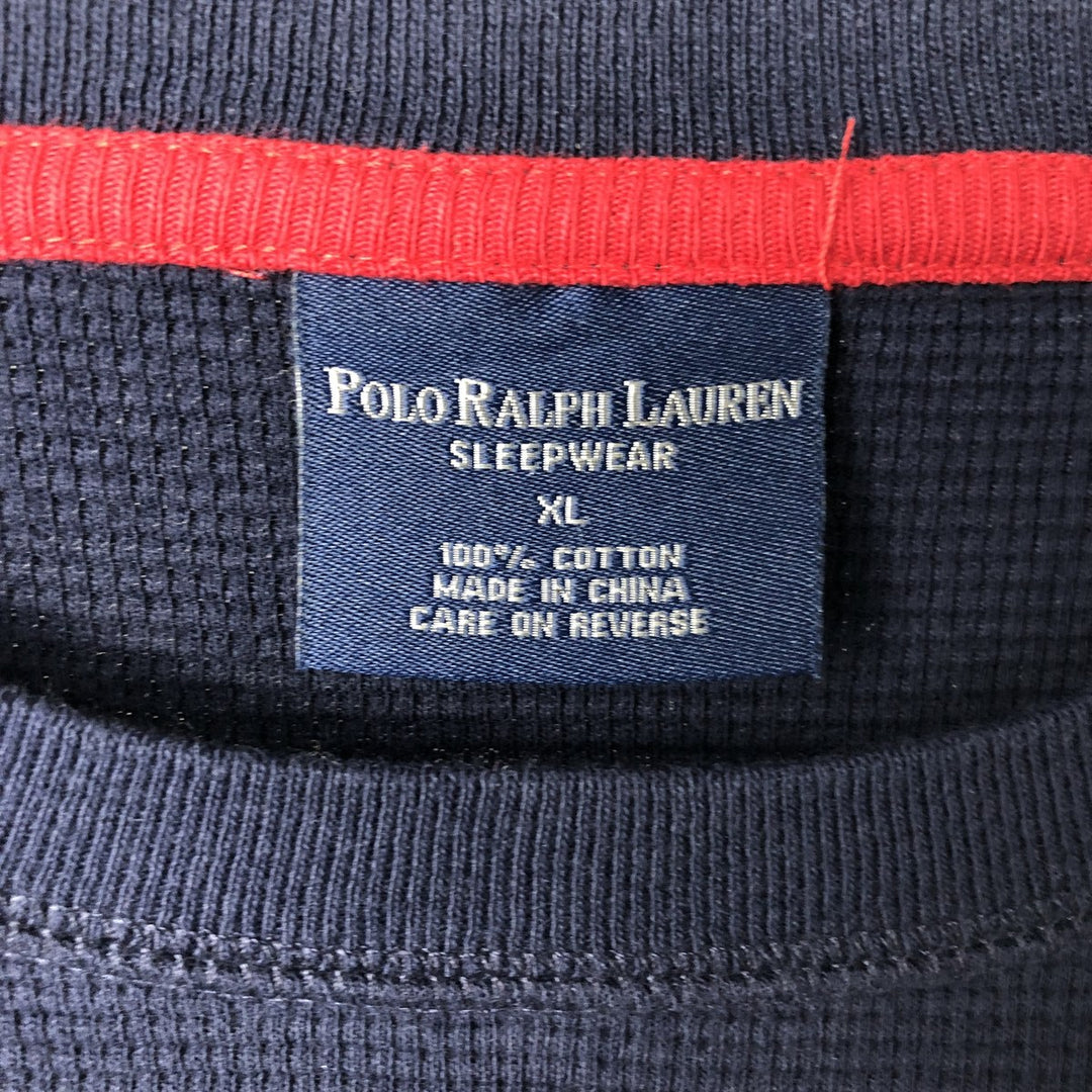 Ralph Lauren POLO RALPH LAUREN SLEEPWEAR Thermal Long T-shirt Waffle Men's XL cotton navy blue type Vintage Second Hand