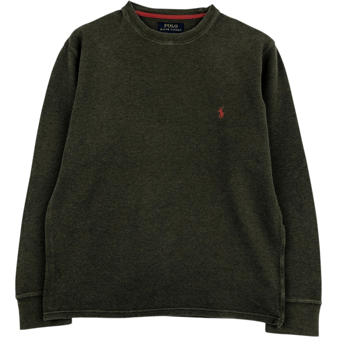 Ralph Lauren POLO RALPH LAUREN Thermal Long T-shirt Waffle Men's M size cotton Khaki type Vintage Second Hand