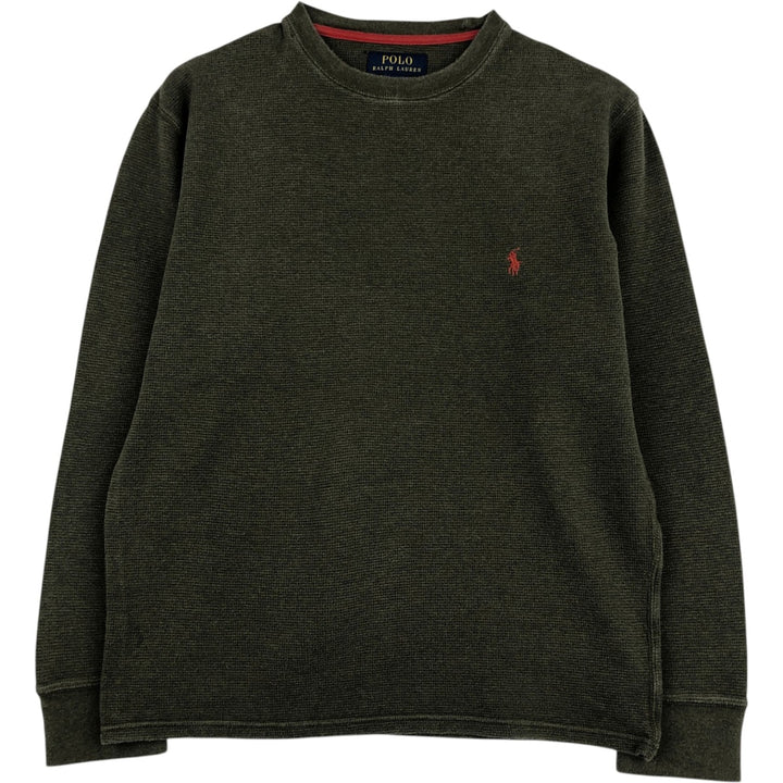 Ralph Lauren POLO RALPH LAUREN Thermal Long T-shirt Waffle Men's M size cotton Khaki type Vintage Second Hand