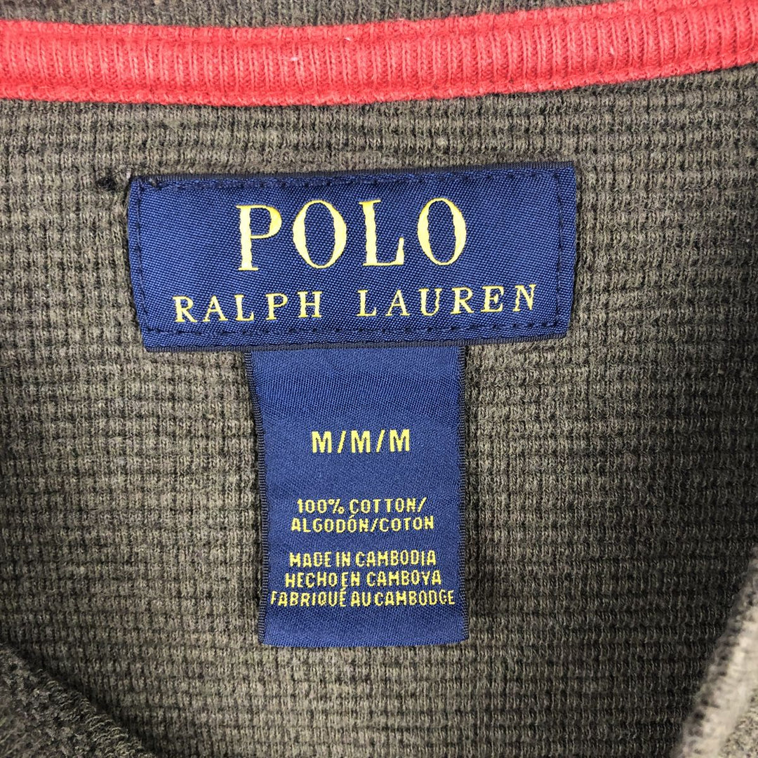 Ralph Lauren POLO RALPH LAUREN Thermal Long T-shirt Waffle Men's M size cotton Khaki type Vintage Second Hand