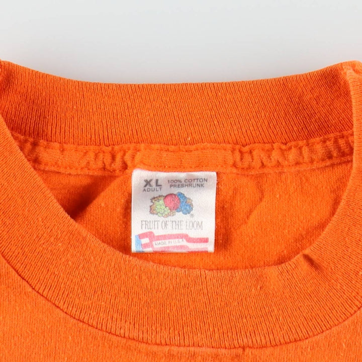 90'S Fruit of the Loom College T-shirt, Made in USA, Men's XL, Vintage cotton orange type Vintage Second Hand