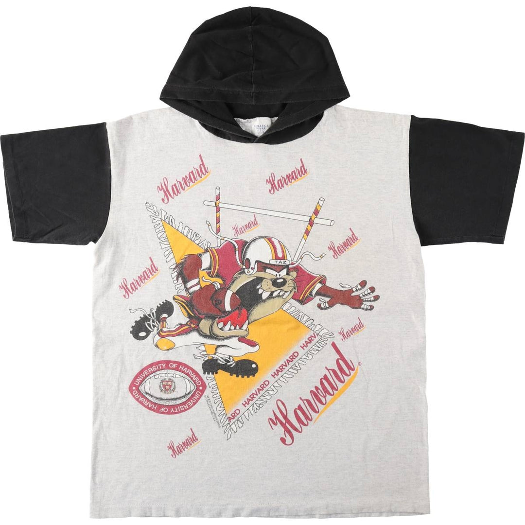 90'S College Ware Harvard University Looney Tunes Character Print T-Shirt, Made in USA, Men's XL equivalent, Vintage cotton gray type Vintage Second Hand