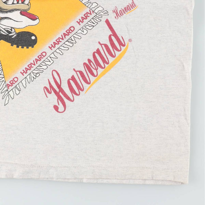 90'S College Ware Harvard University Looney Tunes Character Print T-Shirt, Made in USA, Men's XL equivalent, Vintage cotton gray type Vintage Second Hand