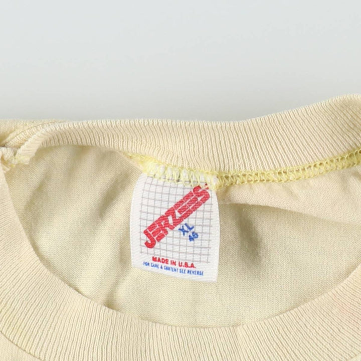 Vintage 80s-90'S Jerzees Printed T-Shirt, Made in USA, Men's XL cotton unbleached Vintage Second Hand
