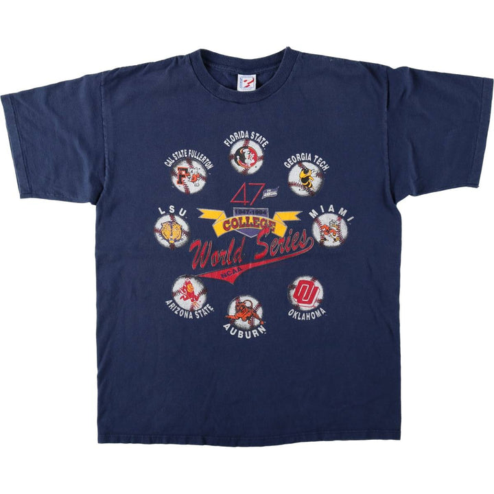 90'S PLAYERZ 47TH NCAA COLLEGE WORLD SERIES College T-Shirt, Made in USA, Men's XL equivalent, Vintage cotton navy blue type Vintage Second Hand