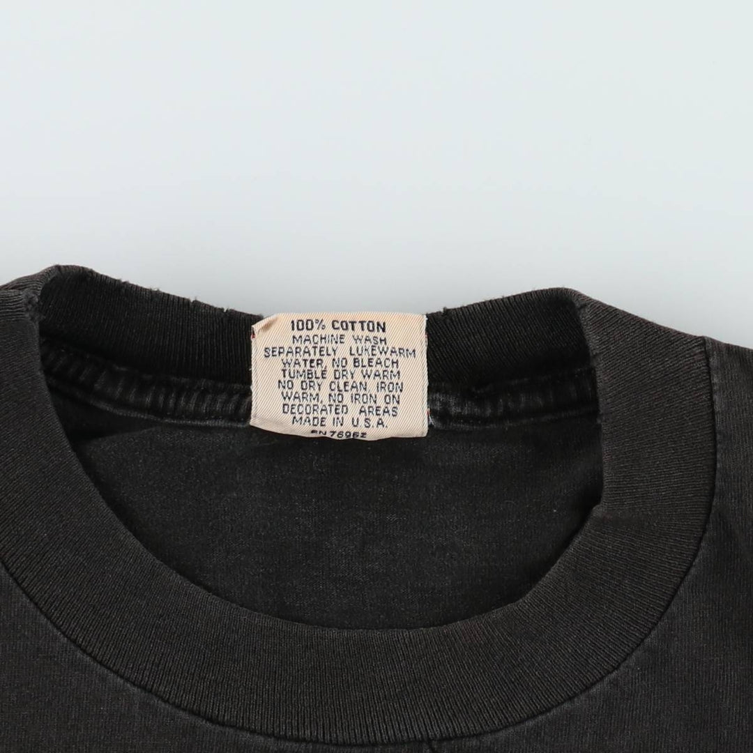 90s-era RED OAK College T-shirt, Made in USA, Men's XL equivalent, Vintage cotton black type Vintage Second Hand