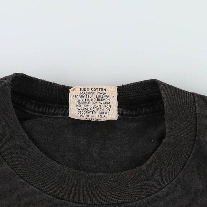 90s-era RED OAK College T-shirt, Made in USA, Men's XL equivalent, Vintage cotton black type Vintage Second Hand