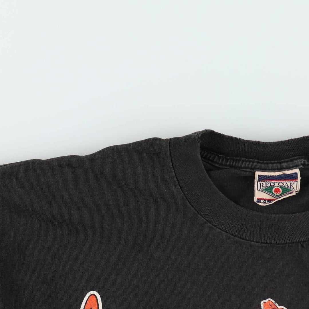 90s-era RED OAK College T-shirt, Made in USA, Men's XL equivalent, Vintage cotton black type Vintage Second Hand