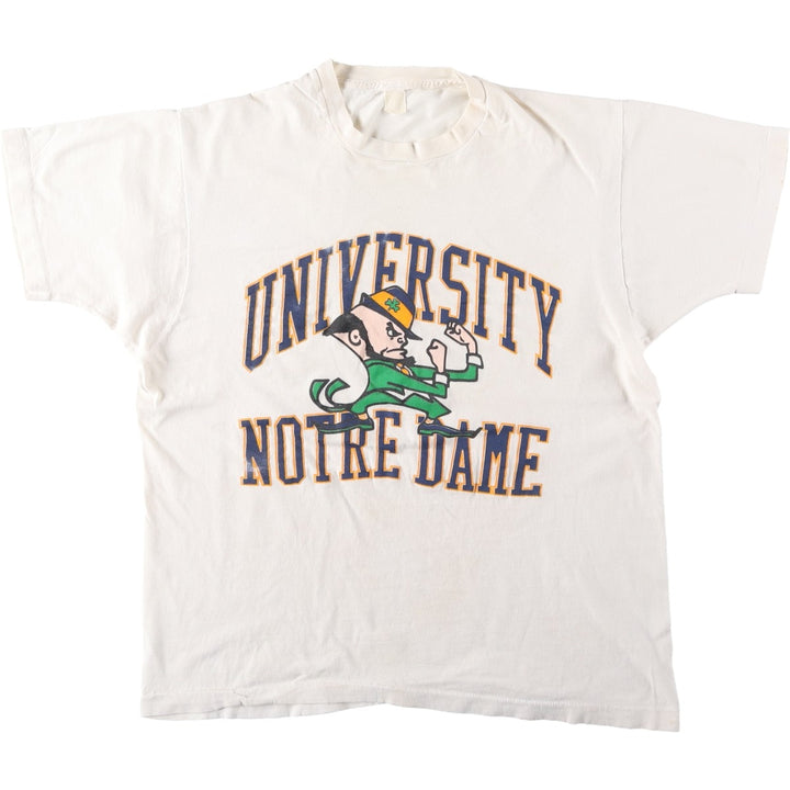 ~90'S FIGHTIN' IRISH Notre Dame University College T-shirt, Men's Size M (approx.), Vintage unclear ivory Vintage Second Hand