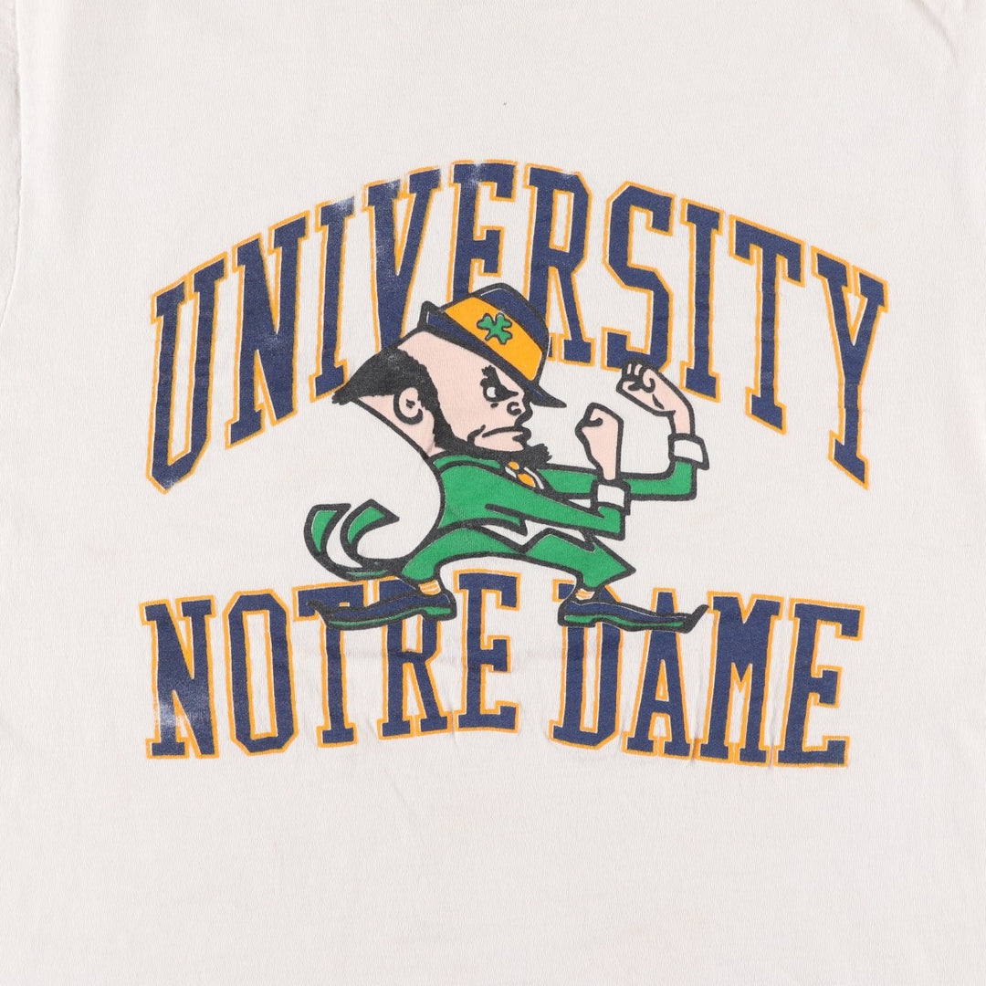 ~90'S FIGHTIN' IRISH Notre Dame University College T-shirt, Men's Size M (approx.), Vintage unclear ivory Vintage Second Hand