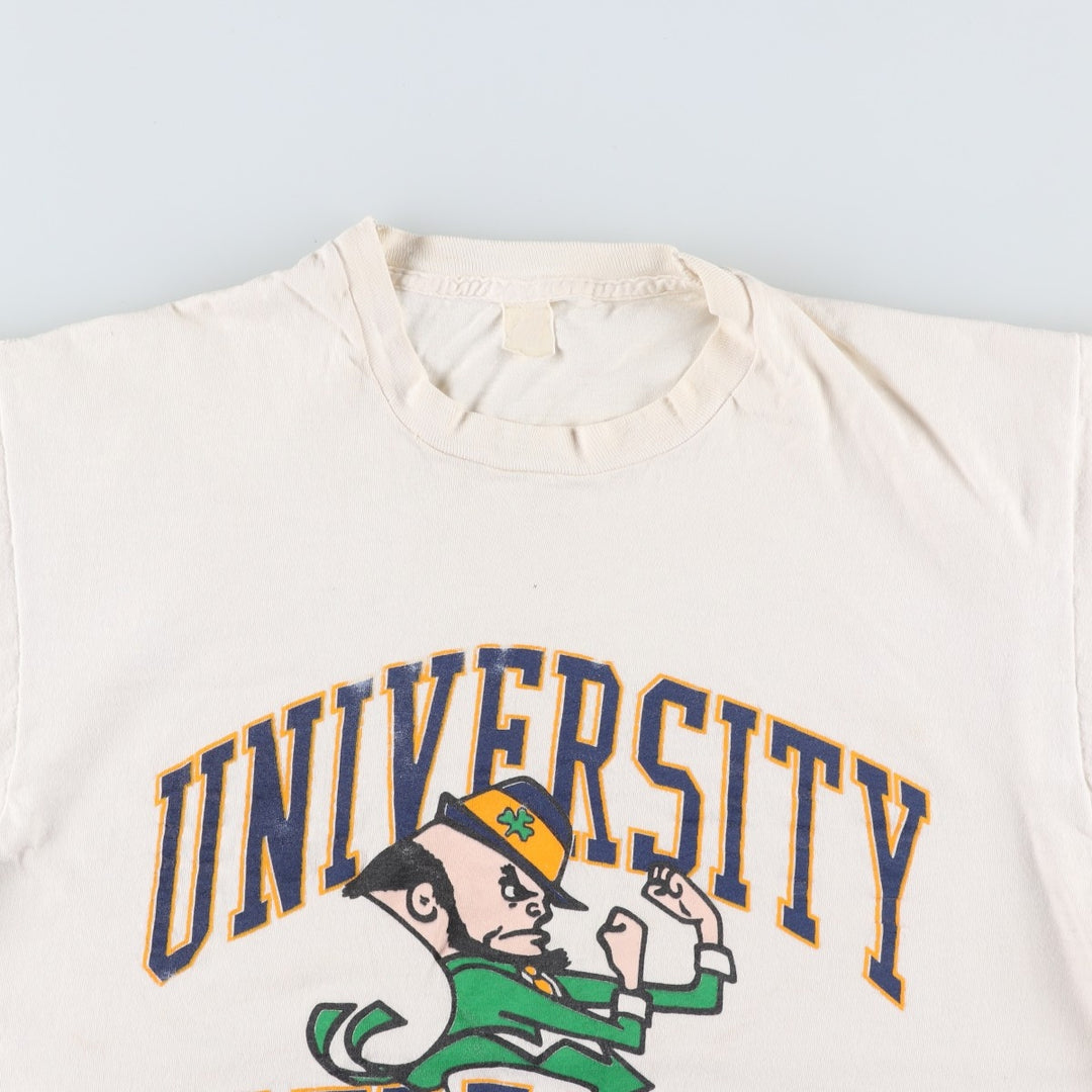 ~90'S FIGHTIN' IRISH Notre Dame University College T-shirt, Men's Size M (approx.), Vintage unclear ivory Vintage Second Hand
