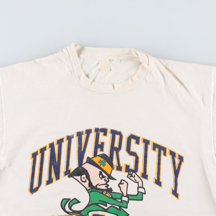 ~90'S FIGHTIN' IRISH Notre Dame University College T-shirt, Men's Size M (approx.), Vintage unclear ivory Vintage Second Hand