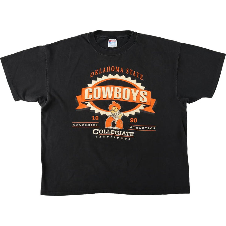 90'S Hanes Heavyweight College T-Shirt, Made in USA, Men's XXL equivalent, Vintage cotton Charcoal Vintage Second Hand